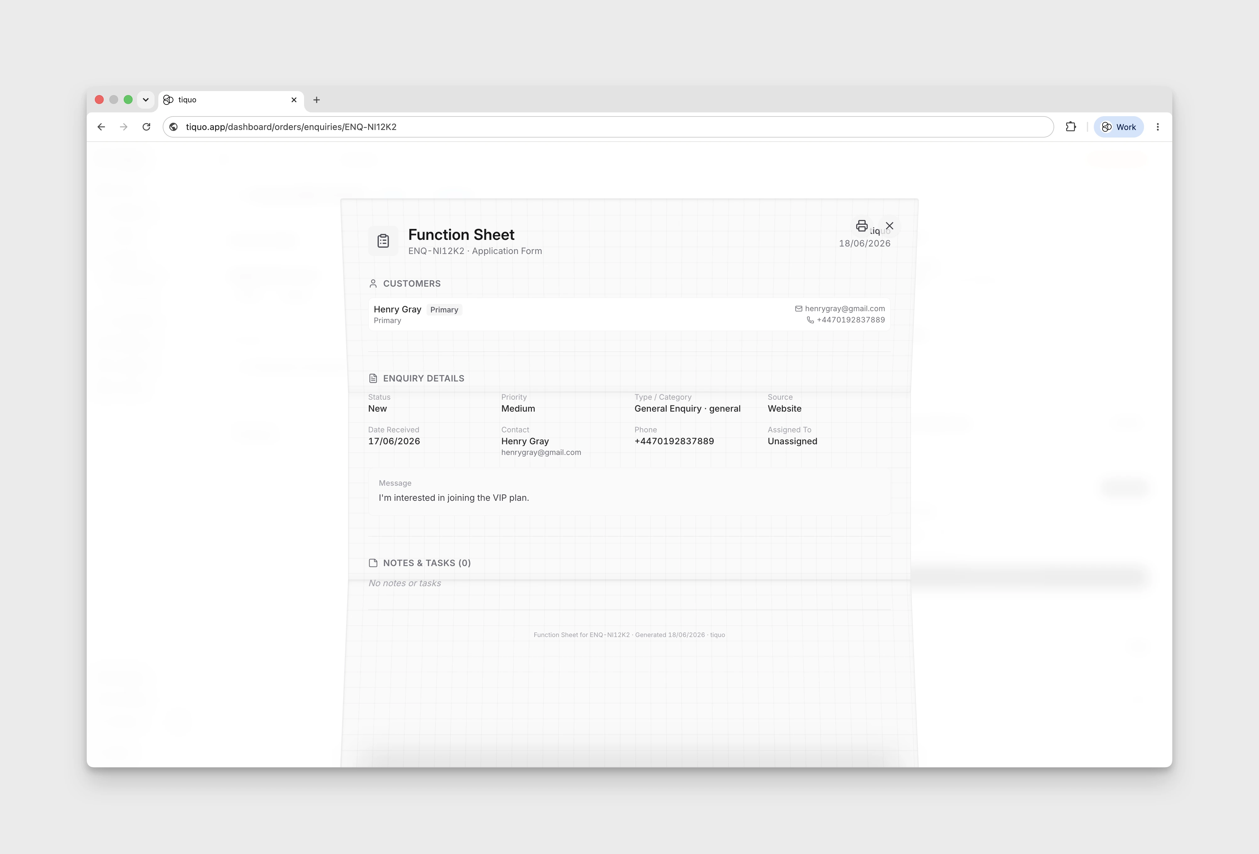 Function Sheet