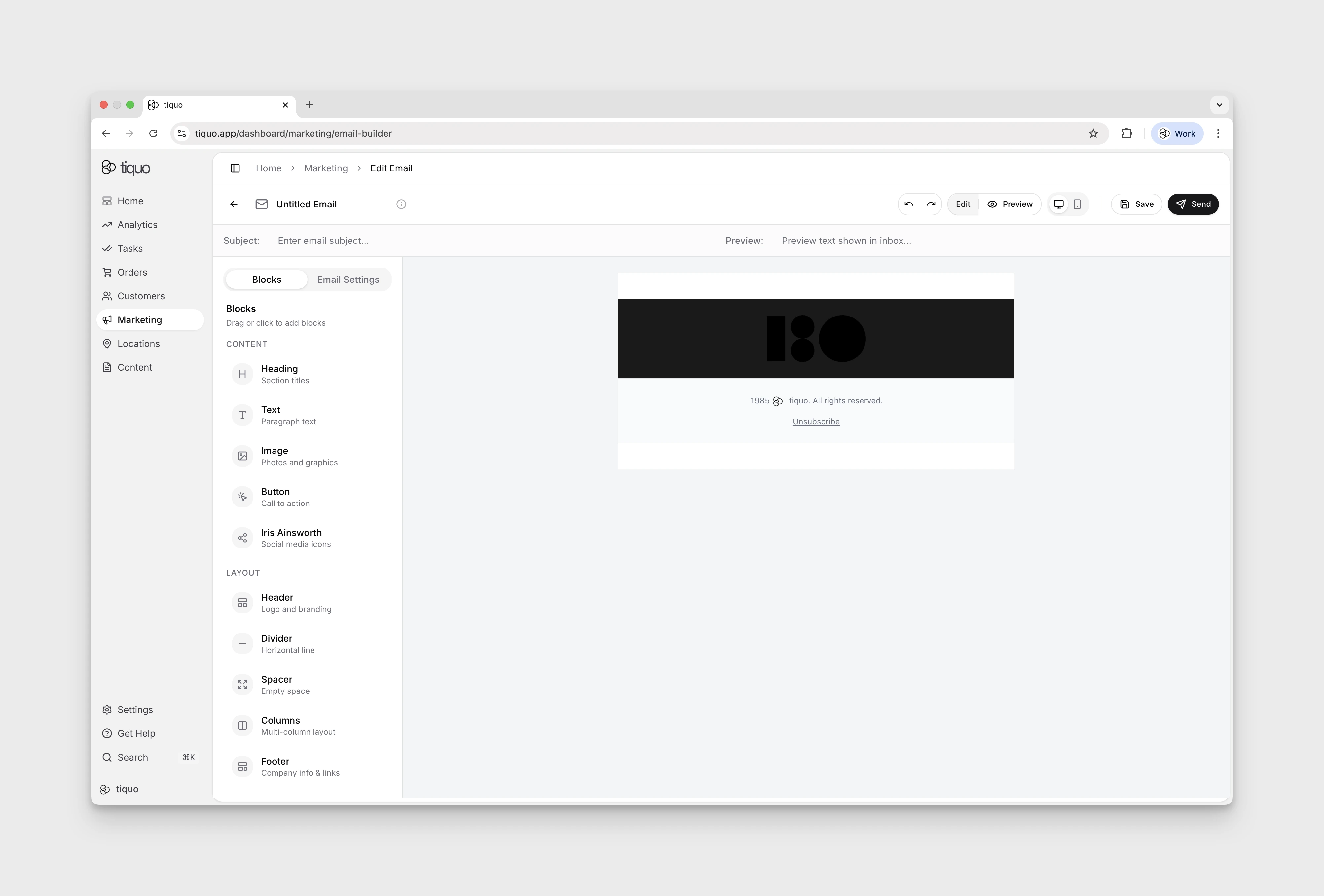 Create or edit template view