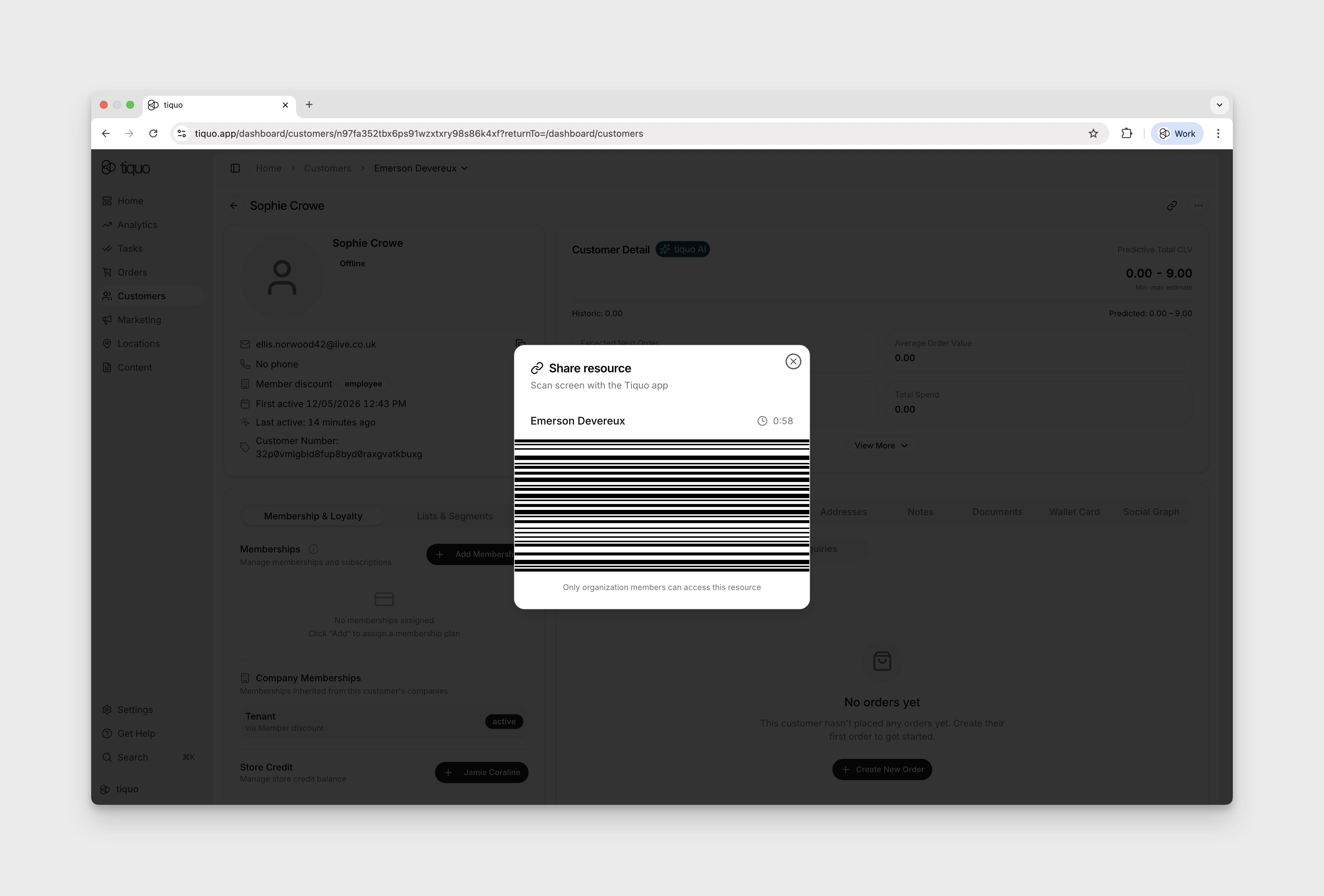 Share resource modal